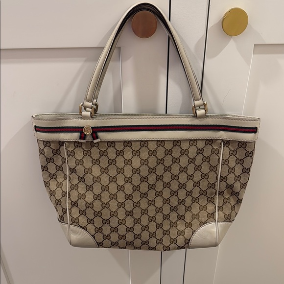Pre-Loved Gucci GG Mayfair Beige and Cream Tote Bag - Picture 1 of 17